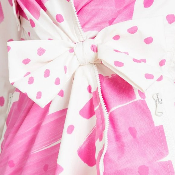 MOSCHINO Brushstroke Scribble Sketches Pink Trench Coat Dress Poplin 2019 BARBIE - Picture 12 of 17